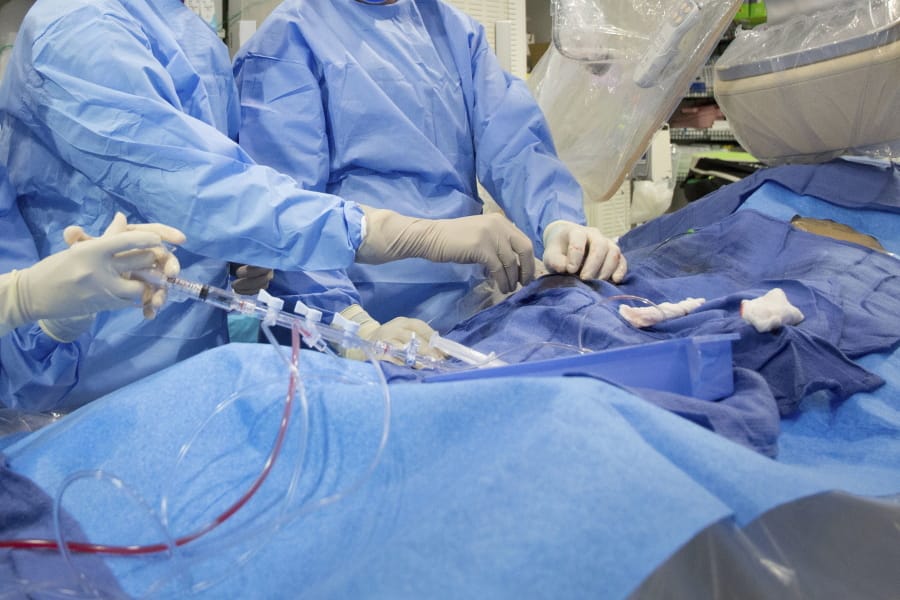 Surgeons perform a non-emergency angioplasty at Mount Sinai Hospital in New York in 2017.