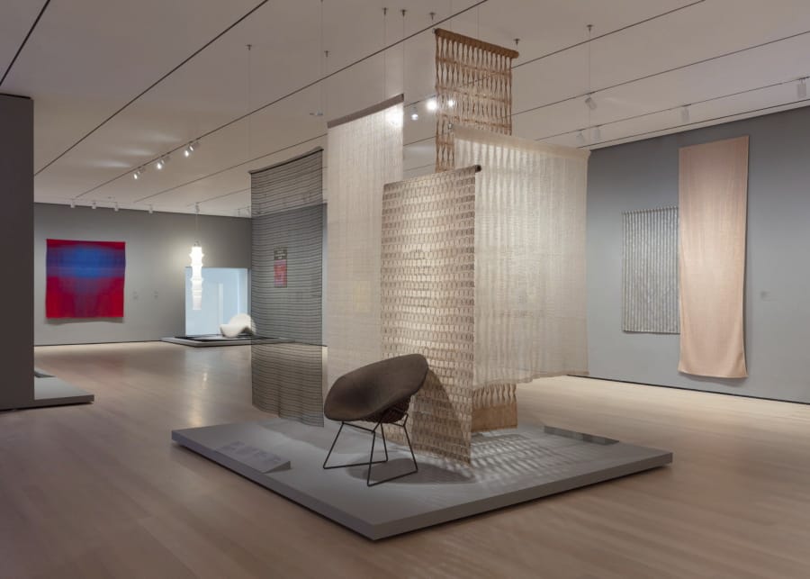 An installation view of the exhibit &quot;Taking a Thread for a Walk,&quot; at The Museum of Modern Art in New York. The new exhibit at the museum explores the often overlooked art of weaving. The exhibit is modestly sized but expansive in scope. It&#039;s one of the first exhibits in the newly revamped and enlarged museum.