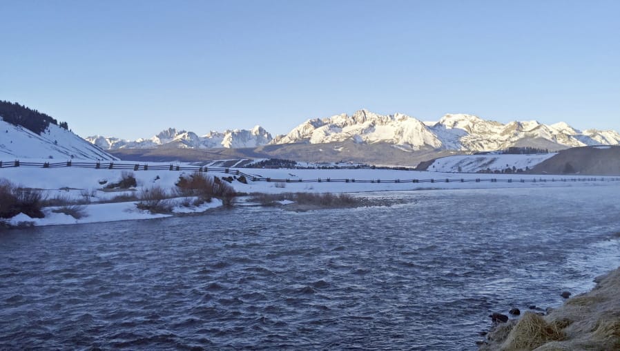 The Salmon River flows through the Sawtooth Valley on April 7, 2016, near the town of Stanley, Idaho. The U.S. Forest Service has agreed to complete environmental reviews of 20 water diversions in central Idaho that a conservation group says could be harming imperiled salmon.