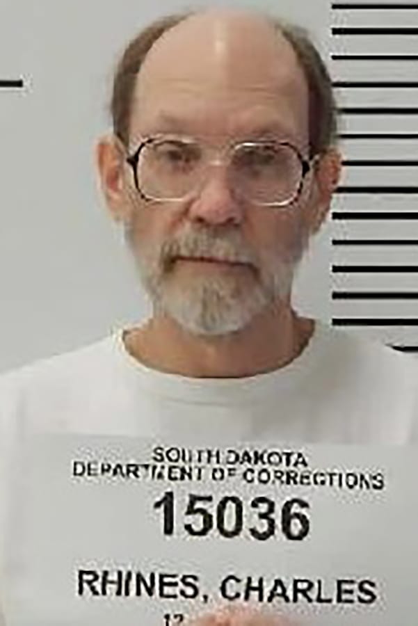 In this Dec. 31, 2017 photo provided by the South Dakota Department of Corrections is Charles Rhines at the South Dakota State Penitentiary in Sioux Falls. South Dakota Circuit Judge Jon Sogn has denied Rhines&#039; request to delay his execution next week over the drug to be used. Rhines had argued that pentobarbital does not act quickly enough to comply with state law. Rhines, is scheduled to be executed in November 2019 in South Dakota for a 1992 fatal stabbing of 22-year-old Donnivan Schaeffer while burglarizing a doughnut shop.