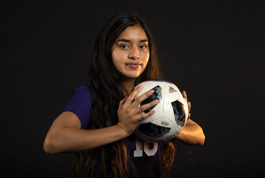 All-region girls soccer player of the year, Yaneisy Rodriguez of Columbia River, is pictured at The Columbian in Vancouver on Wednesday, Dec. 4, 2019.