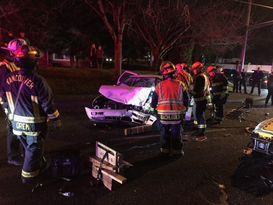 A man was seriously injured in a crash Wednesday night at the intersection of Southeast 168th Avenue and Southeast 34th Street in east Vancouver.