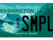 The Mount St. Helens Institute is working with Rep. Ed Orcutt, R-Kalama, to secure legislative approval for a Mount St. Helens license plate to coincide with the 40th anniversary of the mountain&#039;s 1980 eruption. (Sketch courtesy of Mount St.