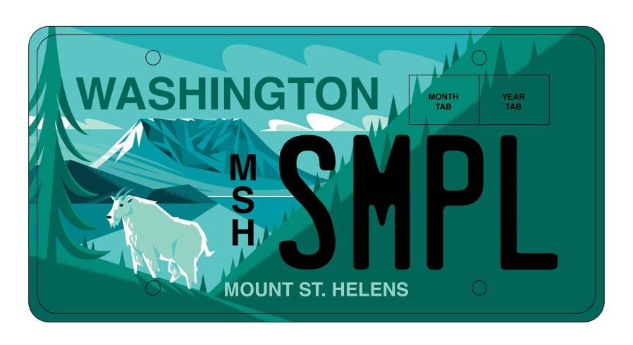 The Mount St. Helens Institute is working with Rep. Ed Orcutt, R-Kalama, to secure legislative approval for a Mount St. Helens license plate. (Courtesy of Mount St.