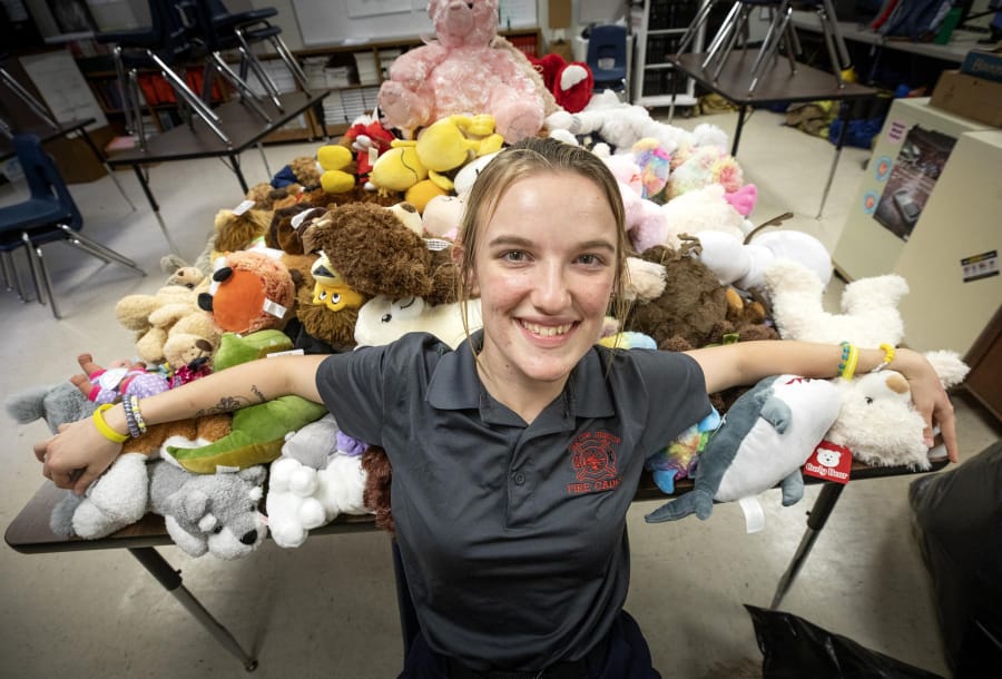 Hannah Jenkins, a senior at Bartow High School&#039;s Medical and Fire Academy, has collected nearly 200 stuffed animals at the school to comfort children enduring a traumatic situation.