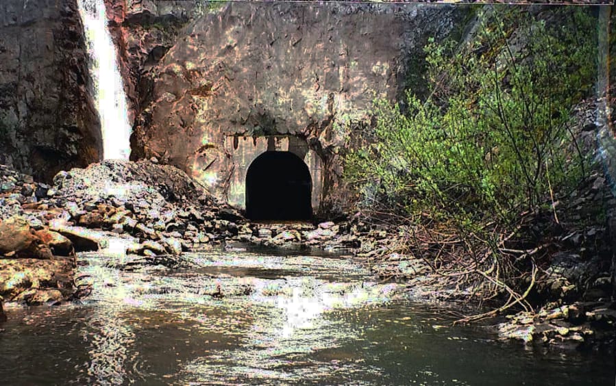 South Coldwater Creek joins the flow of water exiting the downstream end of the Spirit Lake drainage tunnel the Army Corps of Engineers completed in 1985. (U.S.