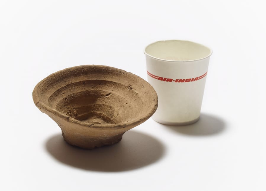 The British Museum plans to display a 3,500-year-old disposable cup alongside a modern-day paper one.