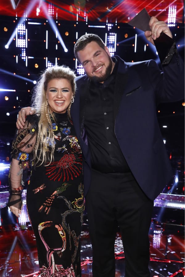 Kelly Clarkson and Jake Hoot, winner of &quot;The Voice.&quot; Without Clarkson, Hoot wouldn&#039;t have made it past the &quot;blind&quot; audition.