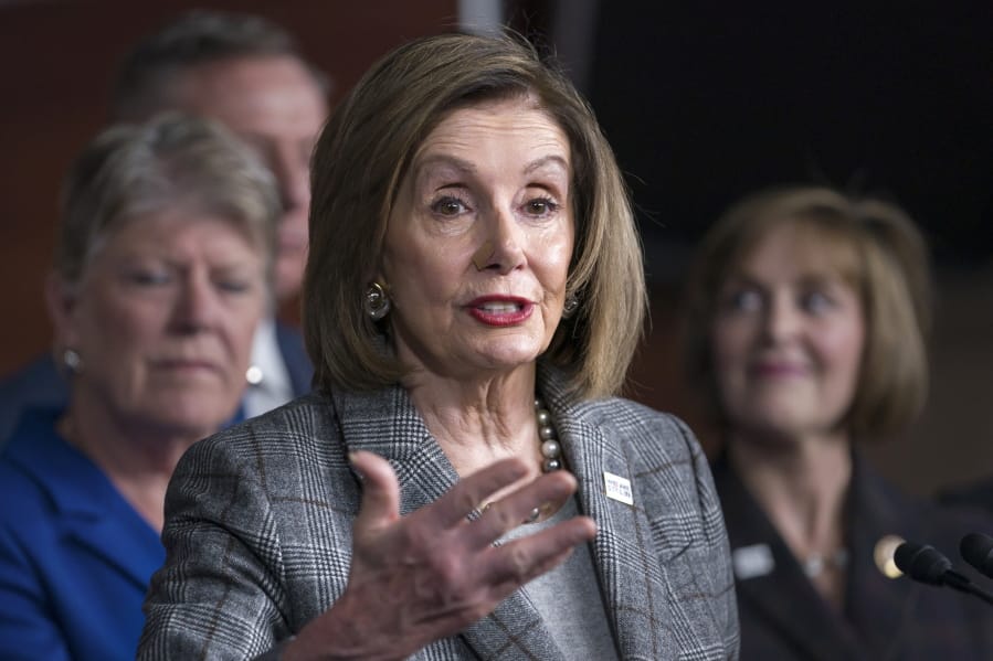 Speaker of the House Nancy Pelosi, D-Calif., discusses her recent visit to the UN Climate Change Conference in Madrid, Spain, on Friday at the Capitol in Washington. (J.