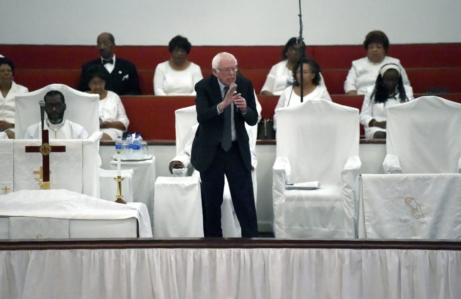 Democratic presidential hopeful Bernie Sanders speaks to a congregation at Reid Chapel AME Church on Sunday, Dec. 1, 2019, in Columbia, S.C.