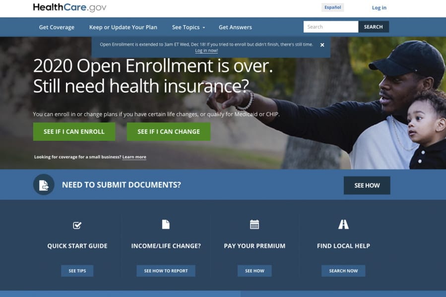 This screen grab from the website HealthCare.gov shows the extended deadline for signing up for health care coverage for 2020.  More than 8 million people have signed up for coverage next year under former President Barack Obama&#039;s health care law, the government said Friday, showing continued demand for the program amid ongoing uncertainty over its future.