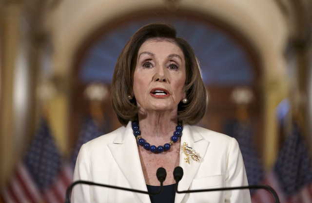 Speaker of the House Nancy Pelosi, D-Calif., makes a statement at the Capitol in Washington, Thursday, Dec. 5, 2019. Pelosi announced that the House is moving forward to draft articles of impeachment against President Donald Trump.  (AP Photo/J.