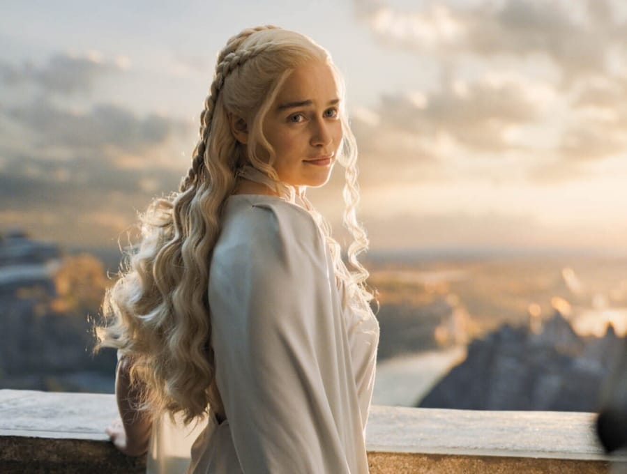 In this image released by HBO, Emilia Clarke portrays Daenerys Targaryen in a scene from &quot;Game of Thrones.&quot; In the hands of Emilia Clarke, Dany went from a young girl sold into marriage into a fierce, stately queen. She ruled multiple cities, freed thousands of slaves, build powerful armies and, finally, sat on the Iron Throne, if only briefly. Dany stunned when she hatched three dragons and saved Jon Snow from the Night King&#039;s army, prompting many Halloween costumes. But good and evil were often blurred as this fearsome woman went on the march.