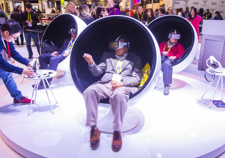 A vision of the future at the Huawei booth at the CES show in Las Vegas on Jan. 8, 2017.