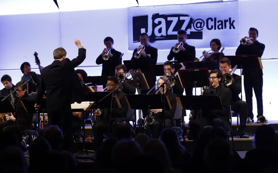 Doug Harris, music instructor and director of Clark College&#039;s annual jazz festival, conducts last year&#039;s Clark College Jazz Ensemble. &quot;We&#039;re adding a big education component this time,&quot; he said of the 2020 festival.