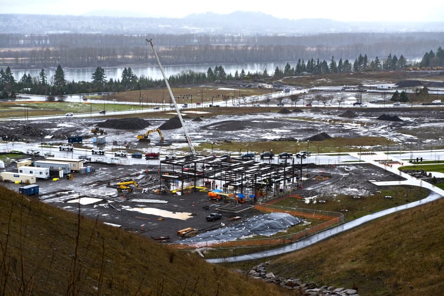 The Columbia Palisades construction site, as seen on Jan. 13 from on top of the bluff at the northeast corner.