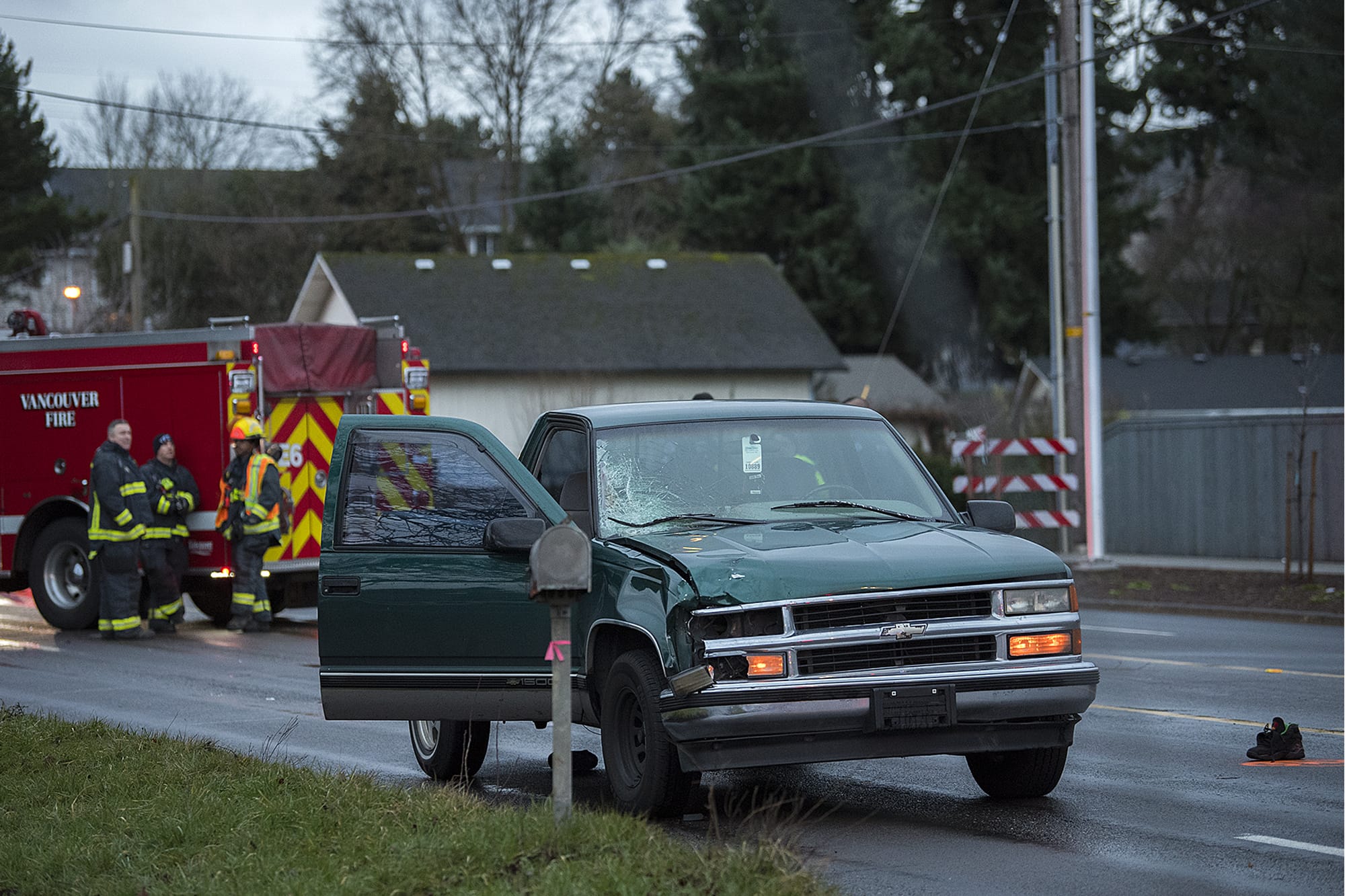 Police say a pickup was involved in the fatal pedestrian crash along Northeast 112th Avenue on Tuesday morning, Jan. 21, 2020.