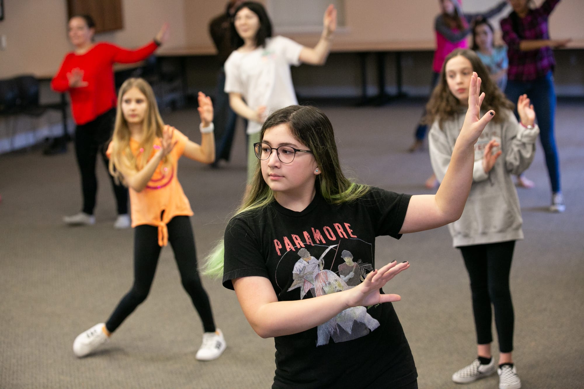 Isabella Prator, 12, learns Bollywood dance moves with dance instructor and artist, Monika Deshpande at a free cultural event for teens at the Camas Public Library on Saturday afternoon.