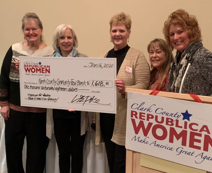 GREEN MEADOWS: Clark County Republican Women presented a $1,618 check and award to North County Community Food Bank at its Jan.