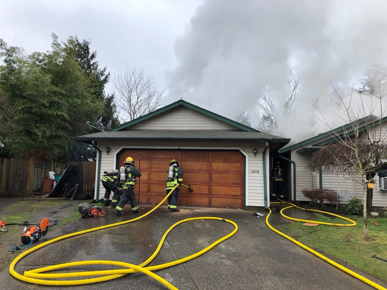 Vancouver firefighters were dispatched at 11:20 a.m. Thursday to the 1200 block of Southeast Park Crest Avenue for the report of a residential structure fire. Four people were displaced.