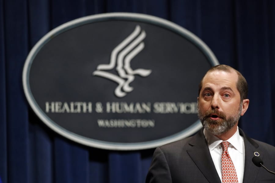 Health and Human Services Secretary Alex Azar speaks at a news conference about the federal government&#039;s response to a virus outbreak originating in China, Tuesday, Jan. 28, 2020, in Washington.