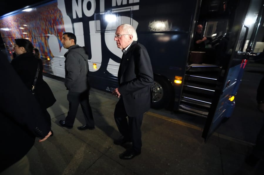 Democratic presidential candidate Sen. Bernie Sanders, I-Vt., arrives at a campaign stop at the Black Pearl Cafe, Thursday, Jan. 2, 2020, in Muscatine, Iowa.