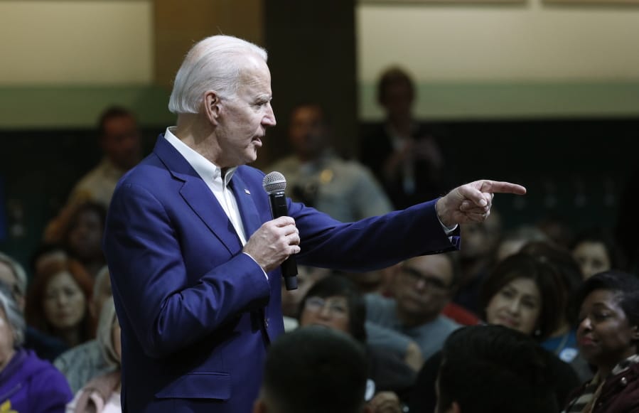 Former Vice President and Democratic presidential candidate Joe Biden speaks at a campaign event Saturday, Jan. 11, 2020, in Las Vegas.