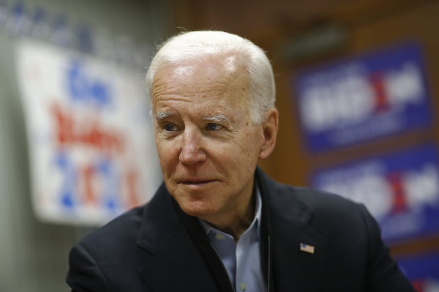 Democratic presidential candidate, former Vice President Joe Biden visits a campaign field office, Saturday, Jan. 4, 2020, in Waterloo, Iowa.