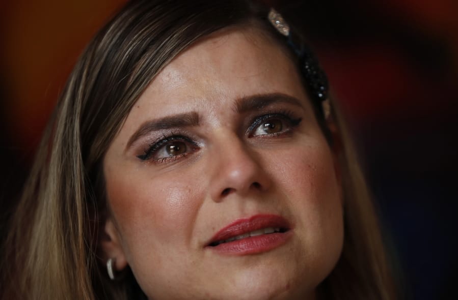 In this Jan. 14, 2020 photo, tears well up in Ana Lucia Salazar&#039;s eyes as she tells her story of abuse, during an interview in Mexico City. Salazar says that she was sexually abused by a Legion of Christ priest when she was eight.
