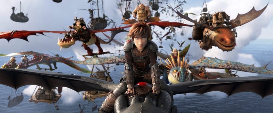 This image released by Universal Pictures shows the character Hiccup, voiced by Jay Baruchel, in a scene from DreamWorks Animation&#039;s &quot;How to Train Your Dragon: The Hidden World.&quot; On Monday, Jan. 13, the film was nominated for an Oscar for best animated feature film.