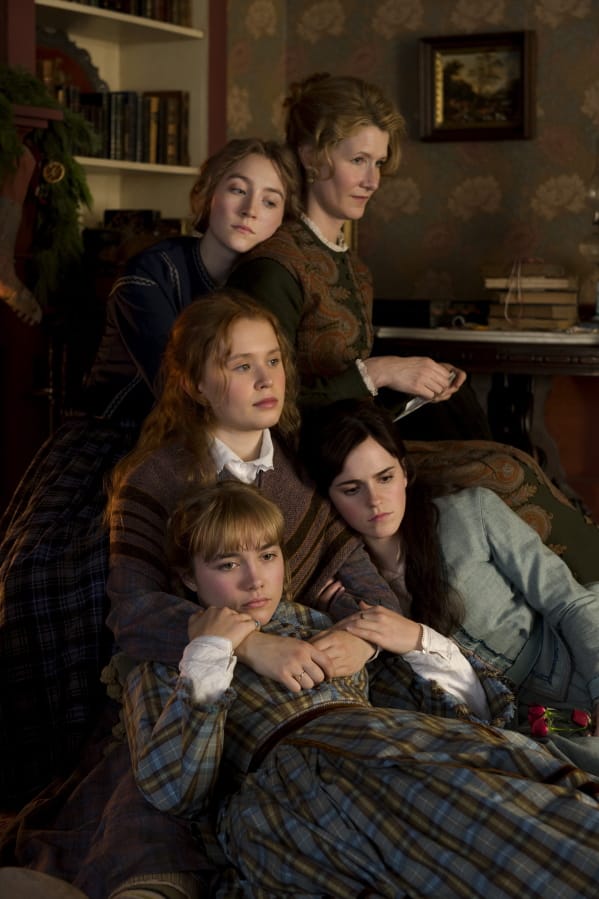 Saoirse Ronan, clockwise from top left, Laura Dern, Emma Watson, Florence Pugh and Eliza Scanlen in Greta Gerwig&#039;s &quot;Little Women.&quot; (Wilson Webb/Sony Pictures)