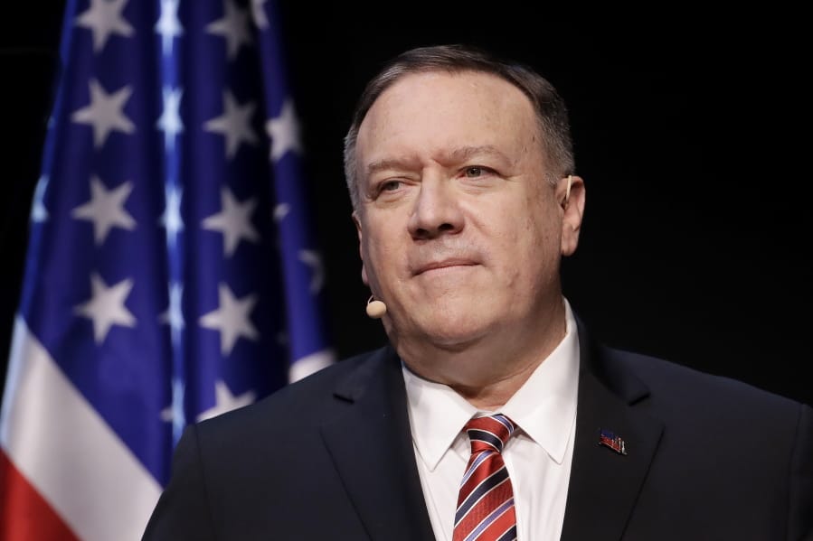 Secretary of State Mike Pompeo pauses while speaking at the Commonwealth Club in San Francisco, Monday, Jan. 13, 2020.