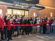 The Grand Opening of Our Heroes Place was
commemorated with the official Ribbon Cutting
ceremony.