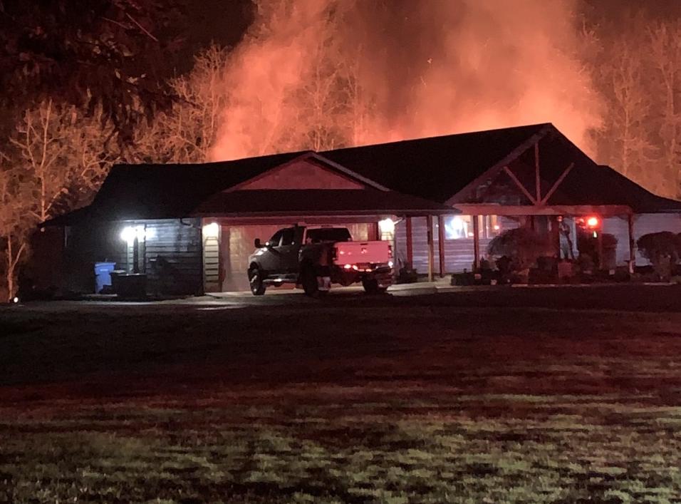 A witness caught this photo of a shop fire behind a home northeast of WSU Vancouver before firefighters arrived Saturday evening.