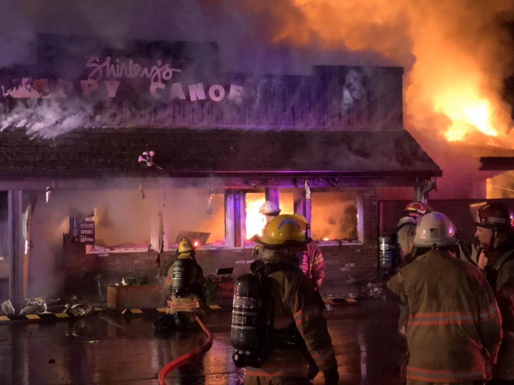 Shirley's Tippy Canoe, a storied restaurant in Troutdale, Ore., went up in flames early Friday morning.