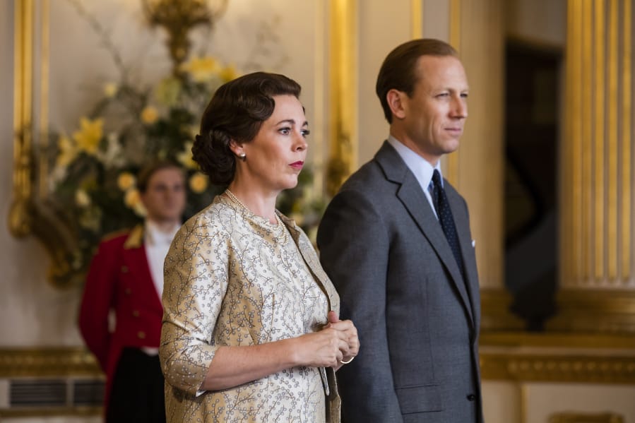 Olivia Colman as Queen Elizabeth II and Tobias Menzies as Prince Philip in the third season of Netflix&#039;s &quot;The Crown.&quot; (Sophie Mutevelian/Netflix)