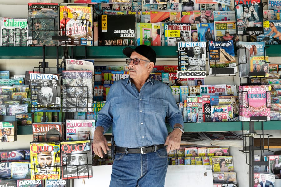 A newsstand in the Boyle Heights neighborhood of Los Angeles has survived for decades in a time when technology is taking over news consumption. But the tech is catching up to them and now they hardly make a profit. Rafael Ramos, above, bought the stand 25 years ago and is likely closing it this year after the man who runs it retires.