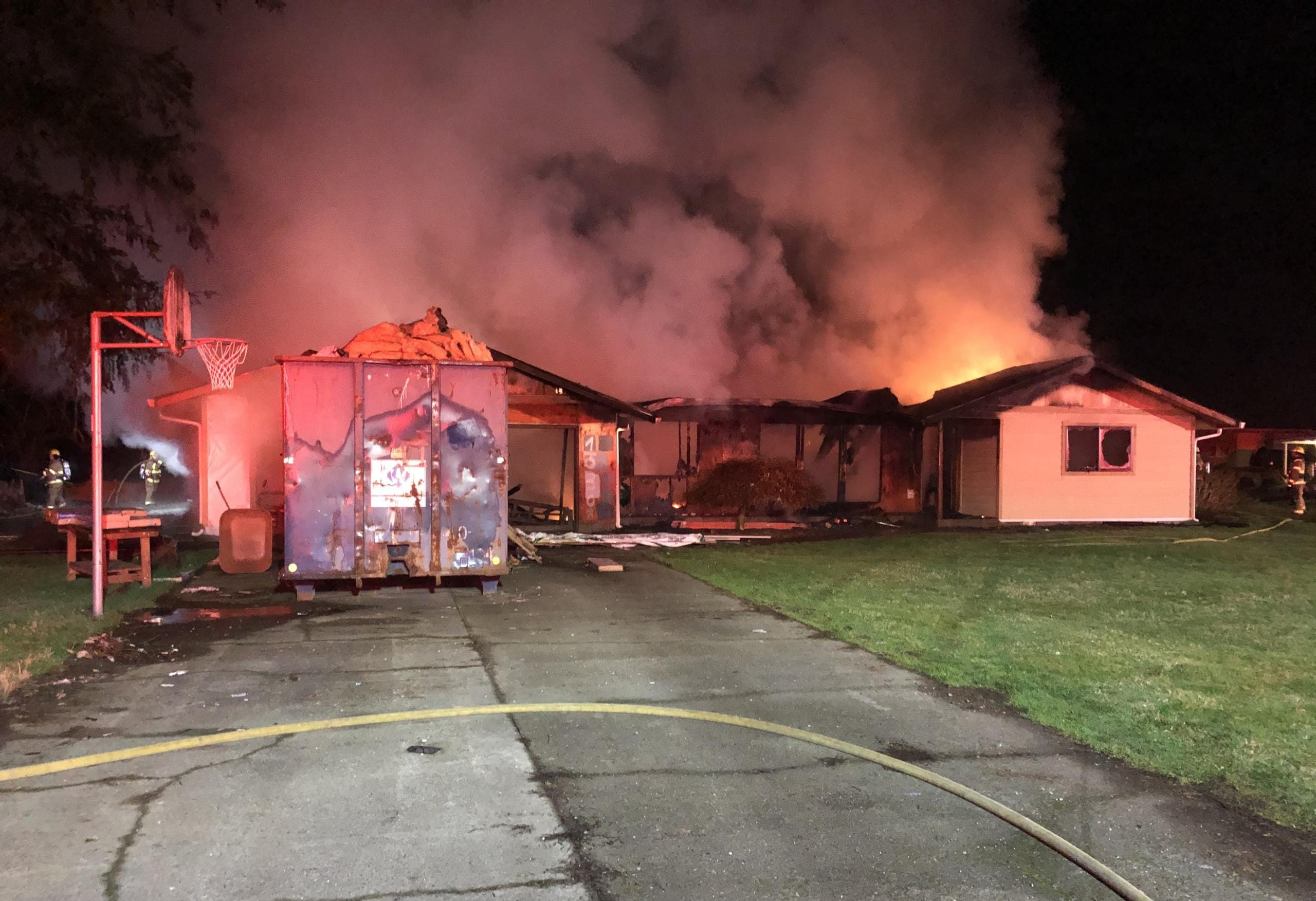 Clark County Fire & Rescue crews were dispatched at 3:43 a.m. Monday to the 10500 block of Northeast 269th Street for the report of a residential structure fire. The home was undergoing renovations; the homeowners were living elsewhere, according to the fire chief.