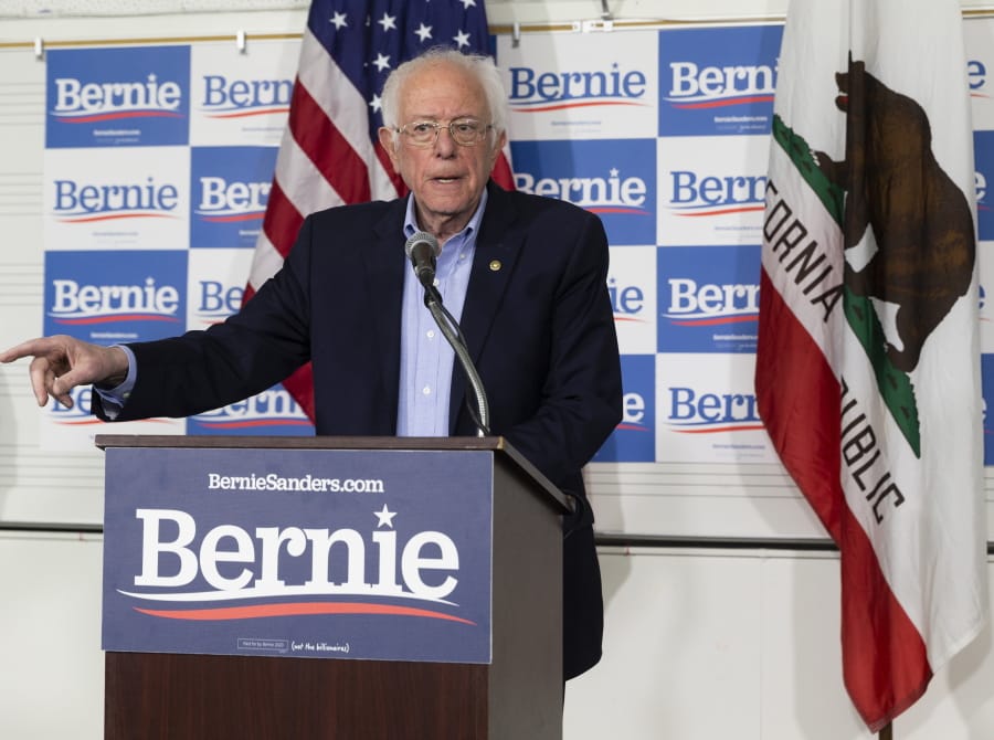 Democratic presidential candidate Sen. Bernie Sanders, I-Vt., speaks at a campaign event at Valley High School in Santa Ana, Calif., Friday, Feb. 21, 2020.