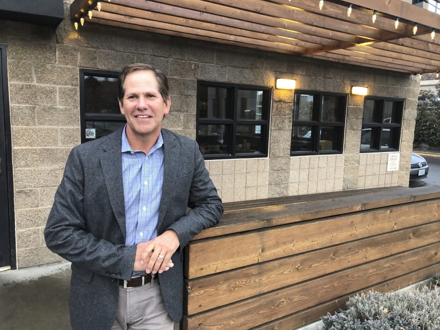 In this Jan. 27, 2020, photo, Knute Buehler, a Republican candidate for a seat in the U.S. House of Representatives, poses for a photo during an interview with The Associated Press in Bend, Ore. In 2018, the Republican party&#039;s candidate for governor of Oregon painted himself as a centrist, criticized President Donald Trump&#039;s environmental stance and said he didn&#039;t want to be linked to divisive national figures. Buehler lost to incumbent Gov. Kate Brown. Now, Buehler is running for a seat in Congress in a district covering a conservative swath of Oregon, and has taken Trump into a tight embrace.