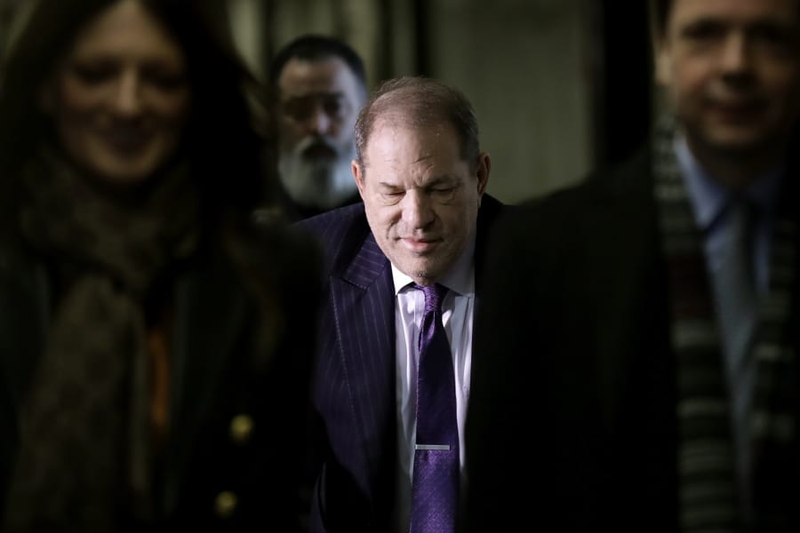Harvey Weinstein arrives at a Manhattan courthouse as jury deliberations continue in his rape trial, Wednesday, Feb. 19, 2020, in New York.