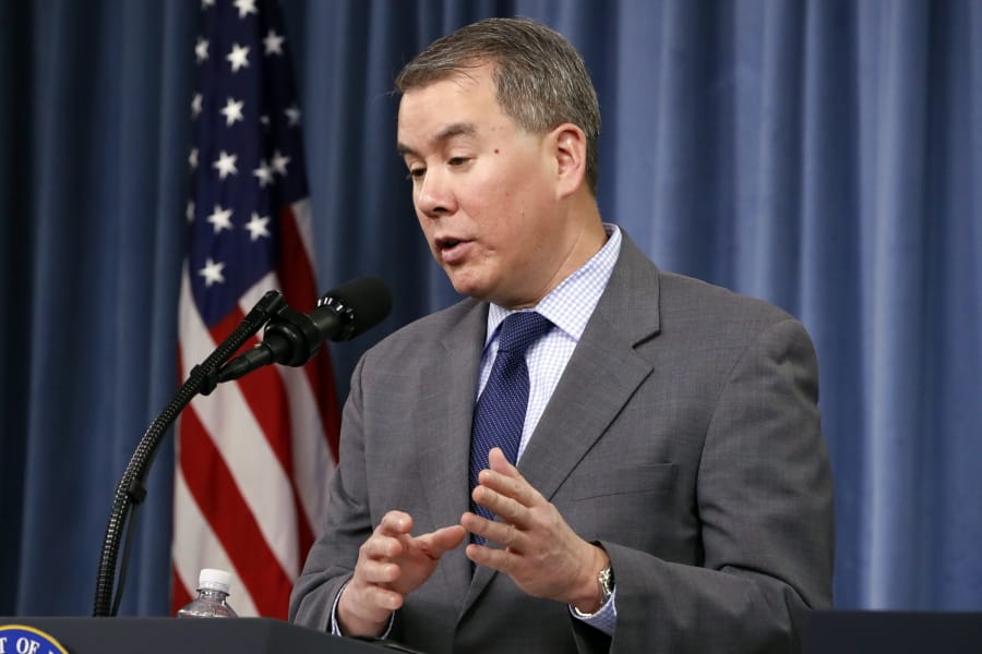 FILE - In this Feb. 2, 2018, file photo, Under Secretary of Defense for Policy, John Rood, speaks during a news conference on the 2018 Nuclear Posture Review, at the Pentagon. John Rood, the Pentagon&#039;s top policy official who had certified last year that the Defense Department had seen enough anti-corruption progress in Ukraine to justify releasing congressionally authorized aid, has resigned at President Donald Trump&#039;s request.