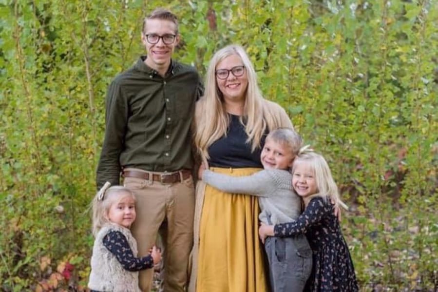 Rosa Wilson, pictured at center, and her 5-year-old daughter Juniper Kate Wilson were killed in a car accident near Brush Prairie Friday. Her two other children, Elliot and Iona Wilson, were in the vehicle. They survived but suffered critical injuries. Rosa Wilson is also survived by her husband Brian Wilson, pictured left. Kristi Byars was driving northbound on Highway 503 when she drove over the center lane, striking Rosa Wilson head on. Byars also died at the scene.