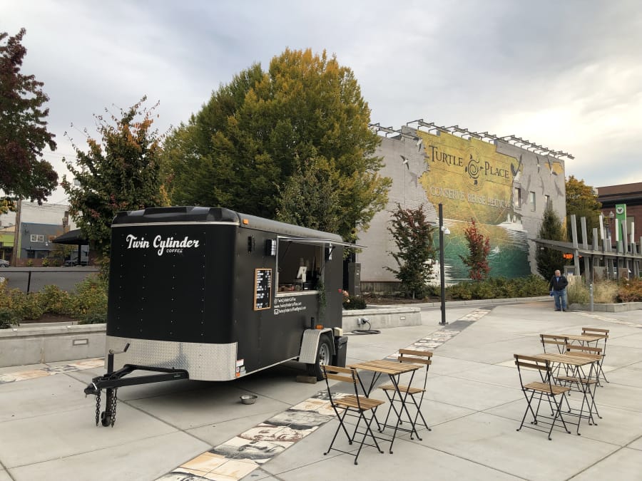 A mobile coffee cart company called Twin Cylinder Coffee that often parks at Turtle Place in downtown Vancouver is for sale for $55,000.
