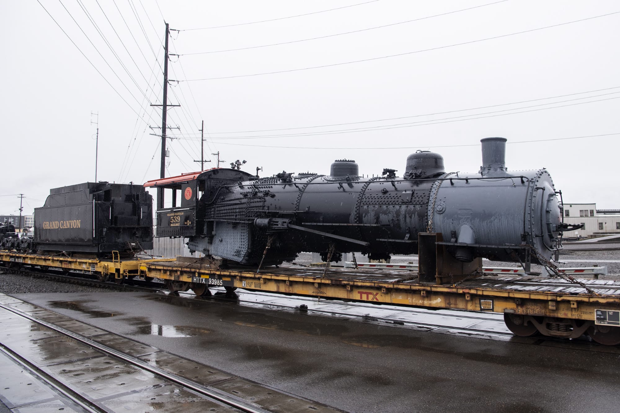 A vintage steam locomotive, the SP&amp;S 539, runs through Vancouver on itÕs route from the Grand Canyon to its future home at the Port of Kalama on March 6, 2020. The vintage locomotive spent 40 years in Esther Short Park before it was removed 20 years ago as part of the park's renovation.