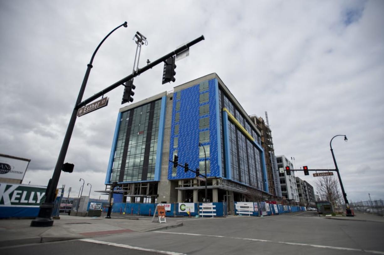 Gov. Jay Inslee issued a memo Wednesday ordering a halt to most construction work during the COVID-19 outbreak, leading to an abrupt work stoppage at major Clark County construction project sites including the Hotel Indigo and Kirkland Tower at The Waterfront Vancouver.