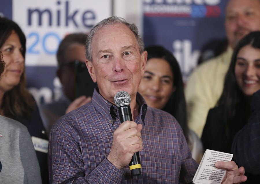 Democratic presidential candidate Mike Bloomberg speaks during an appearance at his field office in Orlando on Tuesday, March 3, 2020. (Stephen M.