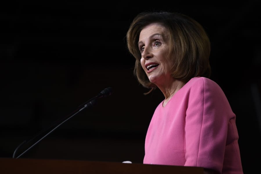 House Speaker Nancy Pelosi of Calif., speaks during a news conference on Capitol Hill in Washington, Thursday, March 26, 2020.