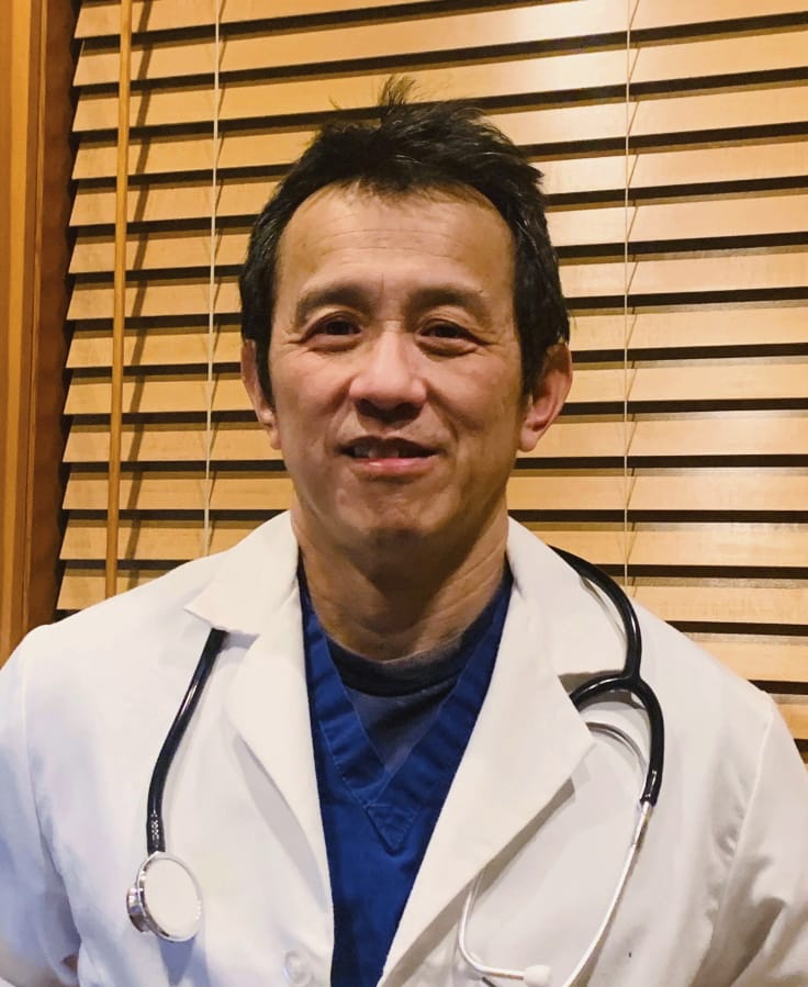A photo taken Friday, March 27, 2020, in Bellingham, Wash., and provided by Ming Lin hows Dr. Ming Lin, an emergency room doctor at PeaceHealth St. Joseph Medical Center in Bellingham. Lin said Friday he was fired after publicly criticizing the hospital&#039;s coronavirus preparations. (Dr.