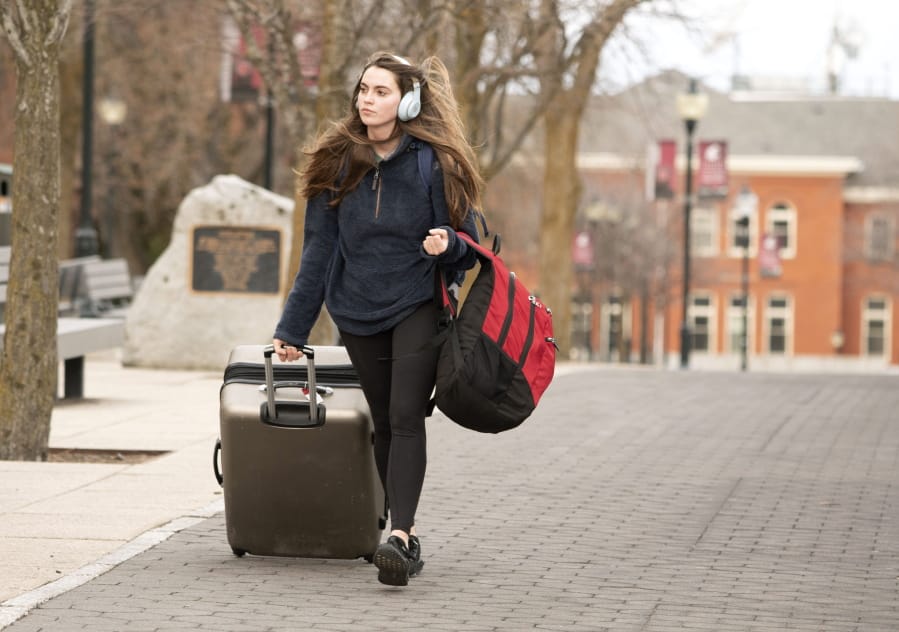 Washington State University freshman Leeza Garces leaves campus for spring break on Friday in Pullman.